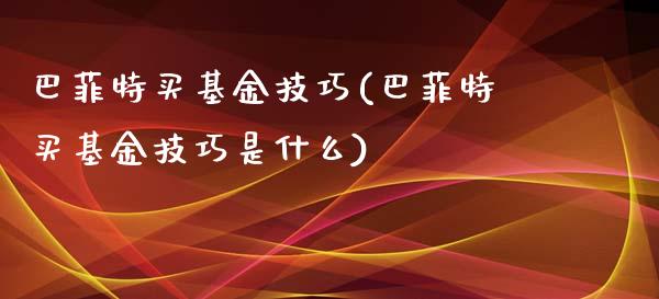 巴菲特买基金技巧(巴菲特买基金技巧是什么)_https://www.yunyouns.com_期货行情_第1张