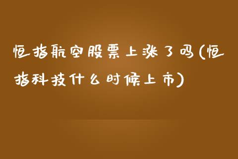 恒指航空股票上涨了吗(恒指科技什么时候上市)_https://www.yunyouns.com_股指期货_第1张