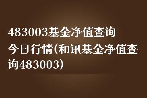 483003基金净值查询今日行情(和讯基金净值查询483003)_https://www.yunyouns.com_期货直播_第1张