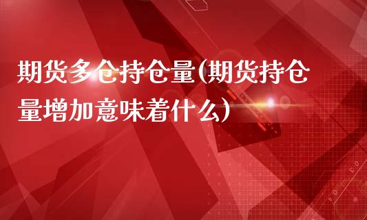 期货多仓持仓量(期货持仓量增加意味着什么)_https://www.yunyouns.com_期货直播_第1张