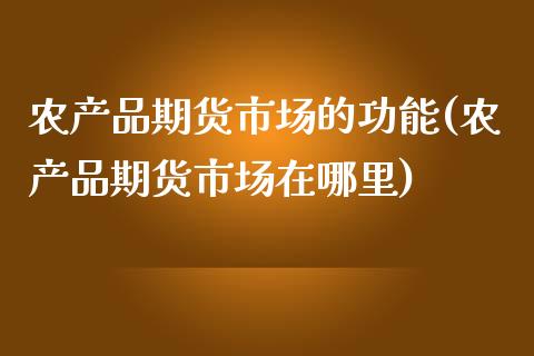 农产品期货市场的功能(农产品期货市场在哪里)_https://www.yunyouns.com_期货直播_第1张