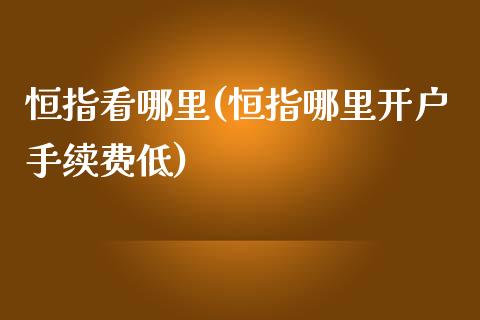 恒指看哪里(恒指哪里开户手续费低)_https://www.yunyouns.com_期货行情_第1张