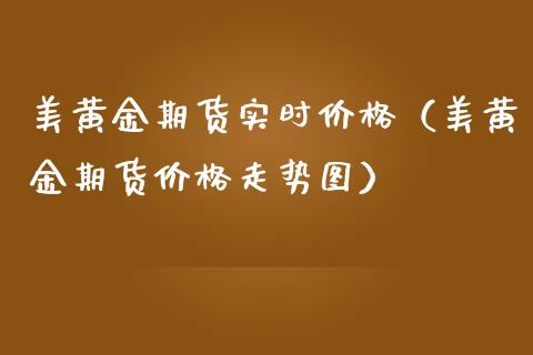 美黄金期货实时价格（美黄金期货价格走势图）_https://www.yunyouns.com_期货行情_第1张