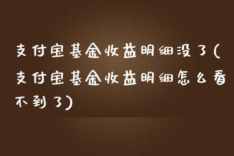 支付宝基金收益明细没了(支付宝基金收益明细怎么看不到了)_https://www.yunyouns.com_期货直播_第1张