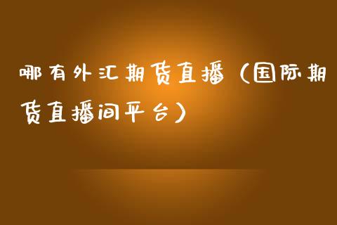 哪有外汇期货直播（国际期货直播间平台）_https://www.yunyouns.com_期货直播_第1张