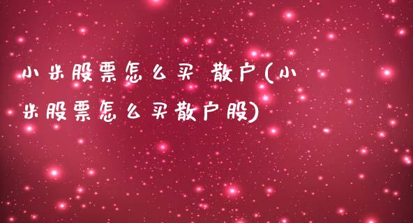 小米股票怎么买 散户(小米股票怎么买散户股)_https://www.yunyouns.com_期货直播_第1张