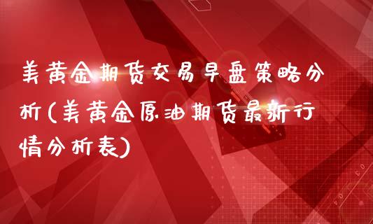 美黄金期货交易早盘策略分析(美黄金原油期货最新行情分析表)_https://www.yunyouns.com_期货直播_第1张