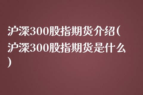 沪深300股指期货介绍(沪深300股指期货是什么)_https://www.yunyouns.com_股指期货_第1张