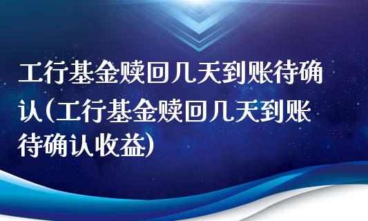 工行基金赎回几天到账待确认(工行基金赎回几天到账待确认收益)_https://www.yunyouns.com_恒生指数_第1张