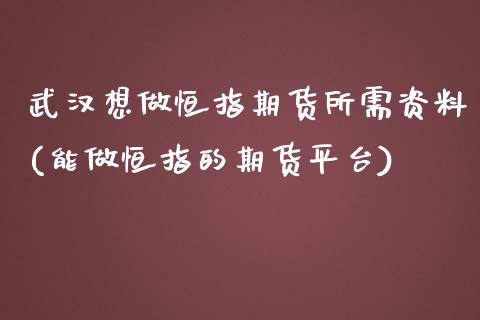 武汉想做恒指期货所需资料(能做恒指的期货平台)_https://www.yunyouns.com_恒生指数_第1张