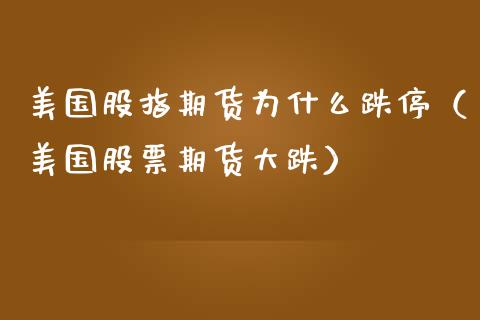 美国股指期货为什么跌停（美国股票期货大跌）_https://www.yunyouns.com_期货直播_第1张