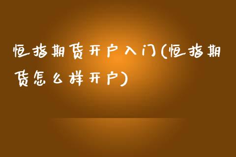 恒指期货开户入门(恒指期货怎么样开户)_https://www.yunyouns.com_期货直播_第1张