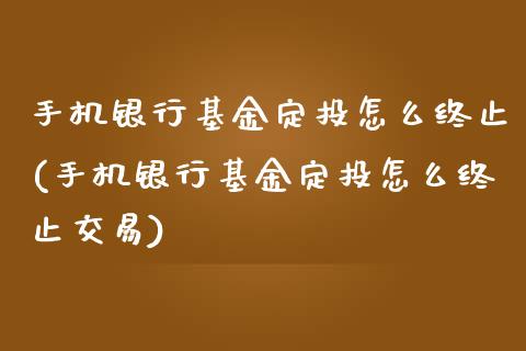 手机银行基金定投怎么终止(手机银行基金定投怎么终止交易)_https://www.yunyouns.com_期货直播_第1张