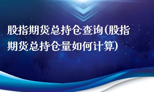 股指期货总持仓查询(股指期货总持仓量如何计算)_https://www.yunyouns.com_恒生指数_第1张