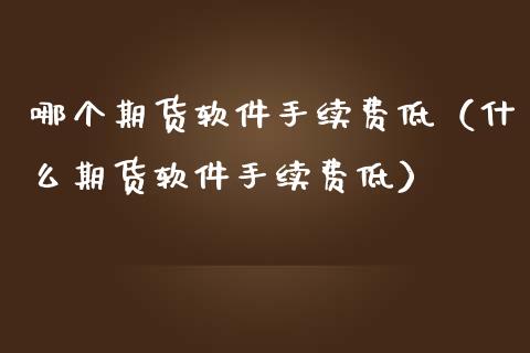 哪个期货软件手续费低（什么期货软件手续费低）_https://www.yunyouns.com_期货行情_第1张