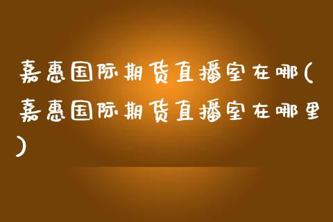 嘉惠国际期货直播室在哪(嘉惠国际期货直播室在哪里)_https://www.yunyouns.com_期货行情_第1张