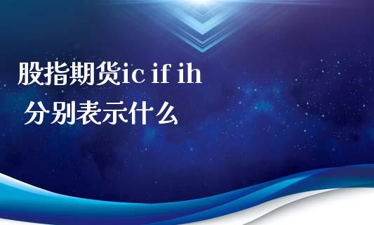 股指期货ic if ih 分别表示什么_https://www.yunyouns.com_恒生指数_第1张