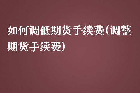 如何调低期货手续费(调整期货手续费)_https://www.yunyouns.com_恒生指数_第1张