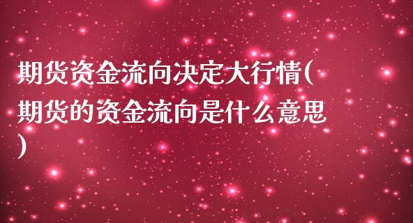 期货资金流向决定大行情(期货的资金流向是什么意思)_https://www.yunyouns.com_期货直播_第1张