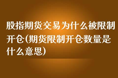 股指期货交易为什么被限制开仓(期货限制开仓数量是什么意思)_https://www.yunyouns.com_期货行情_第1张