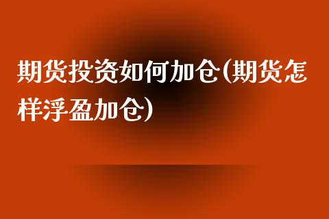 期货投资如何加仓(期货怎样浮盈加仓)_https://www.yunyouns.com_股指期货_第1张