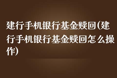 建行手机银行基金赎回(建行手机银行基金赎回怎么操作)_https://www.yunyouns.com_股指期货_第1张