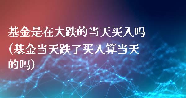 基金是在大跌的当天买入吗(基金当天跌了买入算当天的吗)_https://www.yunyouns.com_期货行情_第1张