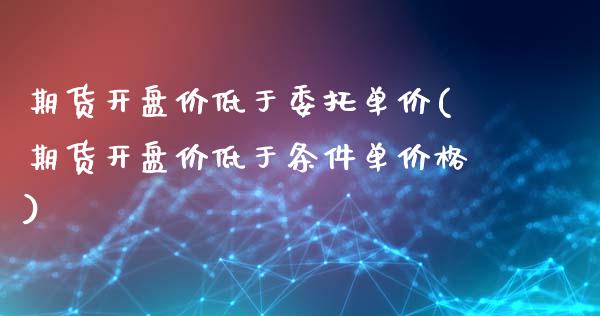 期货开盘价低于委托单价(期货开盘价低于条件单价格)_https://www.yunyouns.com_股指期货_第1张