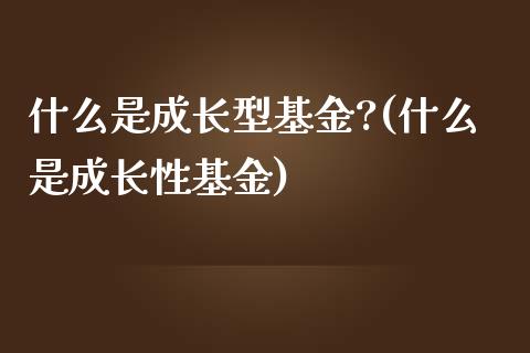 什么是成长型基金?(什么是成长性基金)_https://www.yunyouns.com_期货直播_第1张