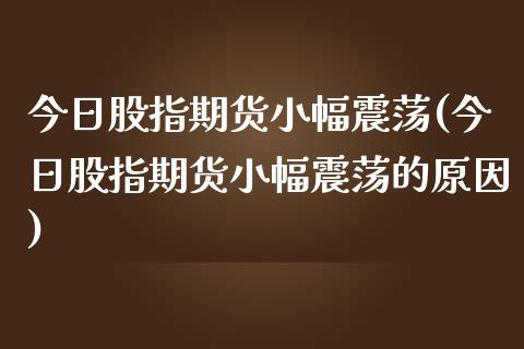 今日股指期货小幅震荡(今日股指期货小幅震荡的原因)_https://www.yunyouns.com_恒生指数_第1张