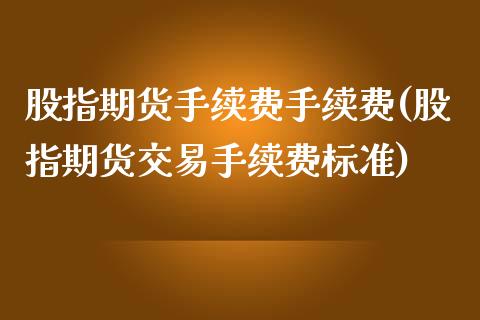 股指期货手续费手续费(股指期货交易手续费标准)_https://www.yunyouns.com_期货行情_第1张