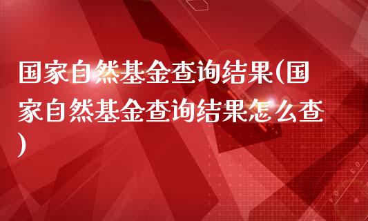 国家自然基金查询结果(国家自然基金查询结果怎么查)_https://www.yunyouns.com_股指期货_第1张