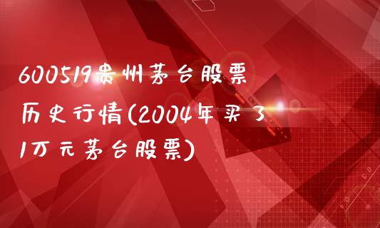 600519贵州茅台股票历史行情(2004年买了1万元茅台股票)_https://www.yunyouns.com_期货直播_第1张