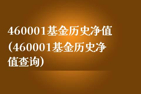 460001基金历史净值(460001基金历史净值查询)_https://www.yunyouns.com_期货行情_第1张