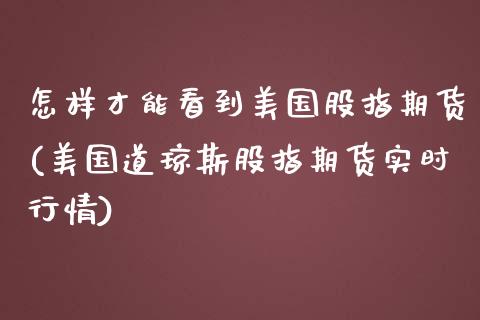 怎样才能看到美国股指期货(美国道琼斯股指期货实时行情)_https://www.yunyouns.com_股指期货_第1张