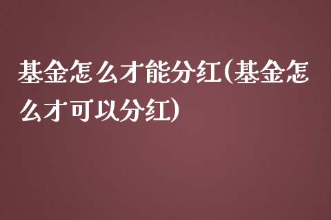 基金怎么才能分红(基金怎么才可以分红)_https://www.yunyouns.com_期货直播_第1张