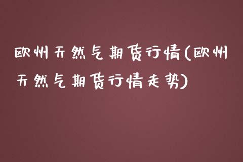 欧州天然气期货行情(欧州天然气期货行情走势)_https://www.yunyouns.com_股指期货_第1张