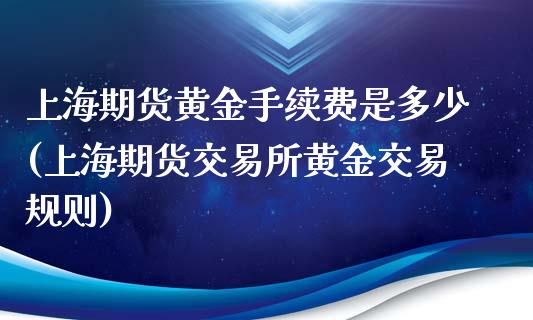 上海期货黄金手续费是多少(上海期货交易所黄金交易规则)_https://www.yunyouns.com_股指期货_第1张