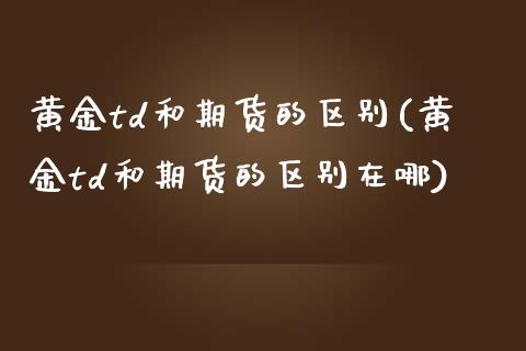 黄金td和期货的区别(黄金td和期货的区别在哪)_https://www.yunyouns.com_股指期货_第1张