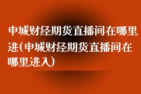 申城财经期货直播间在哪里进(申城财经期货直播间在哪里进入)_https://www.yunyouns.com_恒生指数_第1张