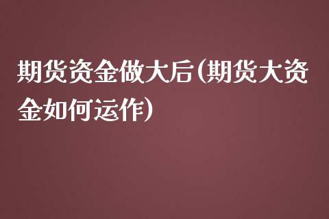 期货资金做大后(期货大资金如何运作)_https://www.yunyouns.com_股指期货_第1张