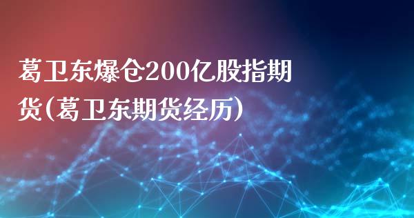 葛卫东爆仓200亿股指期货(葛卫东期货经历)_https://www.yunyouns.com_恒生指数_第1张