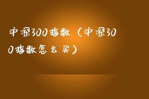 沪深300指数（沪深300指数怎么买）_https://www.yunyouns.com_期货直播_第1张