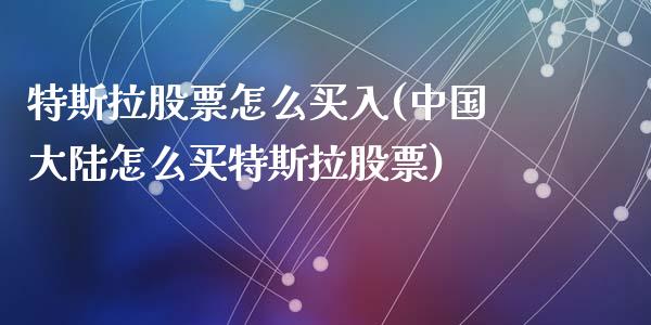 特斯拉股票怎么买入(中国大陆怎么买特斯拉股票)_https://www.yunyouns.com_恒生指数_第1张