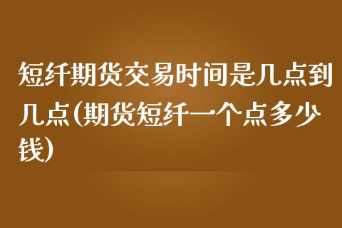 短纤期货交易时间是几点到几点(期货短纤一个点多少钱)_https://www.yunyouns.com_期货行情_第1张