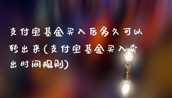 支付宝基金买入后多久可以转出来(支付宝基金买入卖出时间规则)_https://www.yunyouns.com_期货行情_第1张