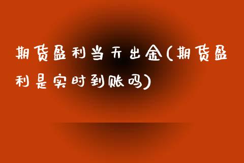 期货盈利当天出金(期货盈利是实时到账吗)_https://www.yunyouns.com_恒生指数_第1张