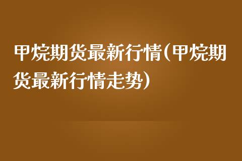 甲烷期货最新行情(甲烷期货最新行情走势)_https://www.yunyouns.com_期货行情_第1张