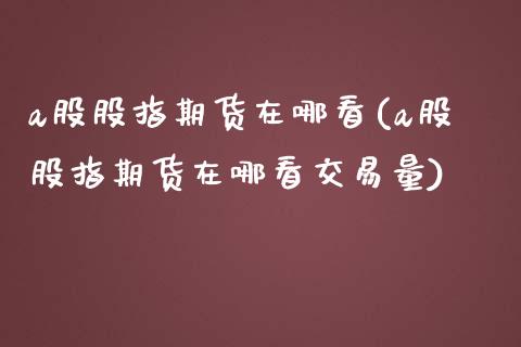 a股股指期货在哪看(a股股指期货在哪看交易量)_https://www.yunyouns.com_期货直播_第1张