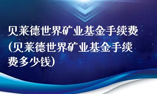 贝莱德世界矿业基金手续费(贝莱德世界矿业基金手续费多少钱)_https://www.yunyouns.com_期货直播_第1张